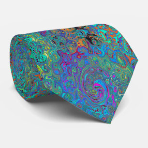 Magenta, Blue und Sea Foam Green Retro Swirl Krawatte