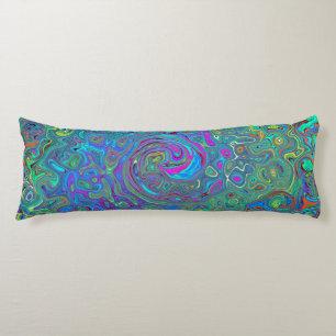 Magenta, Blue und Sea Foam Green Retro Swirl Seitenschläferkissen
