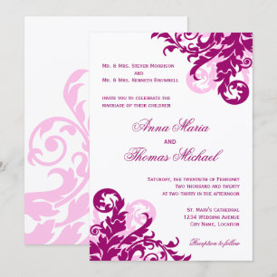 Magenta Blüh Wedding Einladung