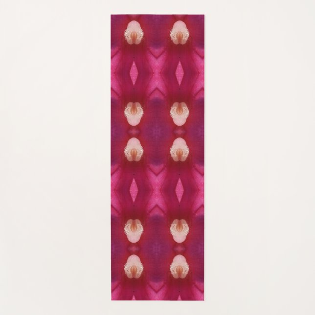 Magenta Blume Ikat Pouf Yogamatte (Vorderseite)