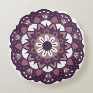 Magenta Blume Mandala Rundes Kissen