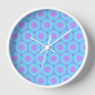 Magenta-Blume mit Sky Blue und Lila Form Uhr