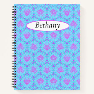 Magenta-Blume mit Sky Blue und Lila Formen Notizbuch