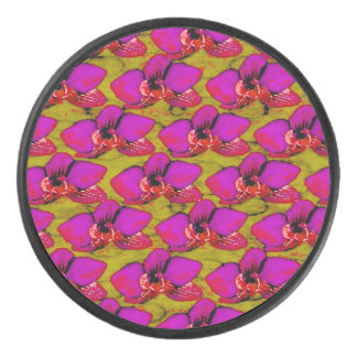 Magenta Blumenmuster Eishockey Puck