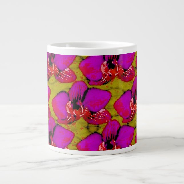 Magenta Blumenmuster Jumbo-Tasse (Vorderseite)