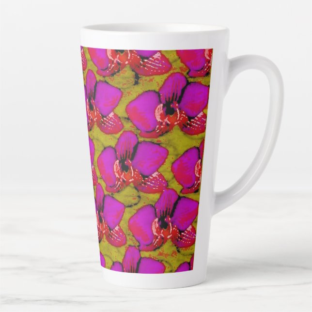 Magenta Blumenmuster Milchtasse (Rechts)