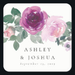 Magenta Blush Watercolor Floral Ivory Wedding Quadratischer Aufkleber<br><div class="desc">Watercolor floral elements designed in beautiful colors, set over an ivory canvas. The design is finished with elegant modern script calligraphy... highlighting the bride and groom's names and wedding date. If you would like assistance with customizing, please reach out to me via message here on Zazzle or email me at...</div>