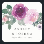 Magenta Blush Watercolor Floral Ivory Wedding Quadratischer Aufkleber<br><div class="desc">Watercolor floral elements designed in beautiful colors, set over an ivory canvas. The design is finished with elegant modern script calligraphy... highlighting the bride and groom's names and wedding date. If you would like assistance with customizing, please reach out to me via message here on Zazzle or email me at...</div>
