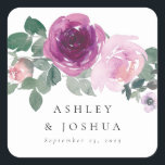 Magenta Blush Watercolor Floral Wedding Quadratischer Aufkleber<br><div class="desc">Watercolor floral elements designed in beautiful colors, set over a white canvas. The design is finished with elegant modern script calligraphy... highlighting the bride and groom's names and wedding date. If you would like assistance with customizing, please reach out to me via message here on Zazzle or email me at...</div>
