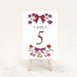 Magenta Boho Bows Wedding Tischnummer<br><div class="desc">Boho und rustikale Hochzeitsstiftung Tischnummer mit handgezeichneter Illustration von Bändern mit Blume in magentafarbener Farbe.</div>