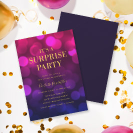 Magenta Bokeh Gold Es ist ein überraschendes Party Einladung
