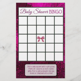 Magenta Bows & Footprints Girl-Babyduschspiele Flyer