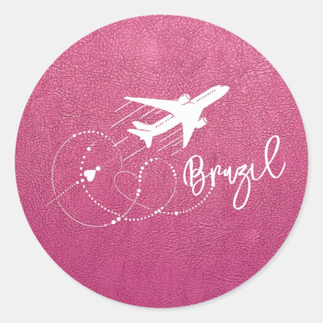Magenta Brazil Passport Runder Aufkleber (Vorderseite)
