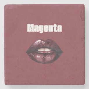 Magenta Burgunderrot Lippen Steinuntersetzer