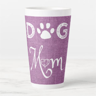 Magenta Burlap Chien Maman Latte Mug