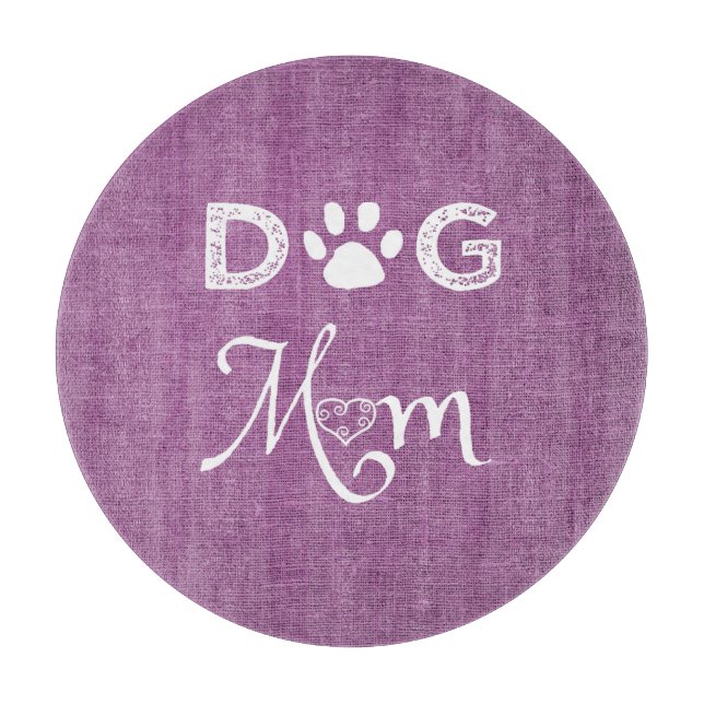 Magenta Burlap Dog Mama Cutting Board Schneidebrett (Vorderseite)