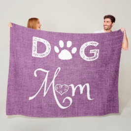 Magenta Burlap Dog Mama Fleece Blanket