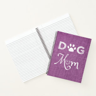 Magenta Burlap Dog Mama Notebook Notizbuch