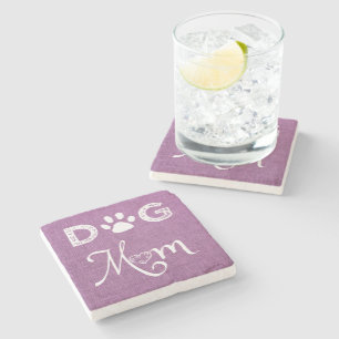 Magenta Burlap Dog Mama Untersetzer
