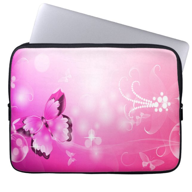 Magenta Butterfly Laptopschutzhülle (Vorderseite)