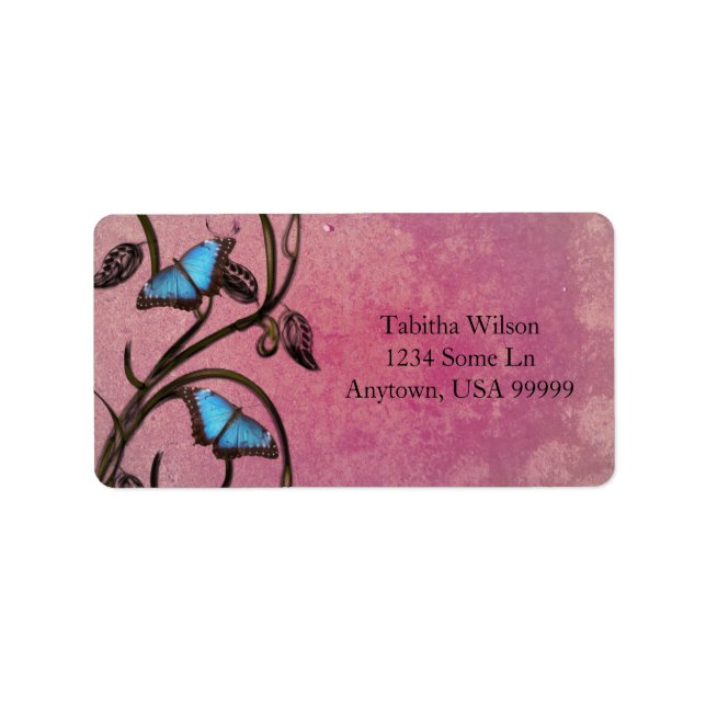 Magenta Butterfly Pair Address Label Adressaufkleber (Vorne)
