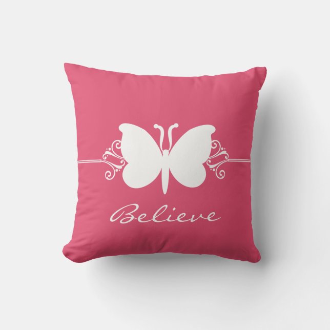 Magenta Butterfly Wirbel Pillow Kissen (Vorderseite)