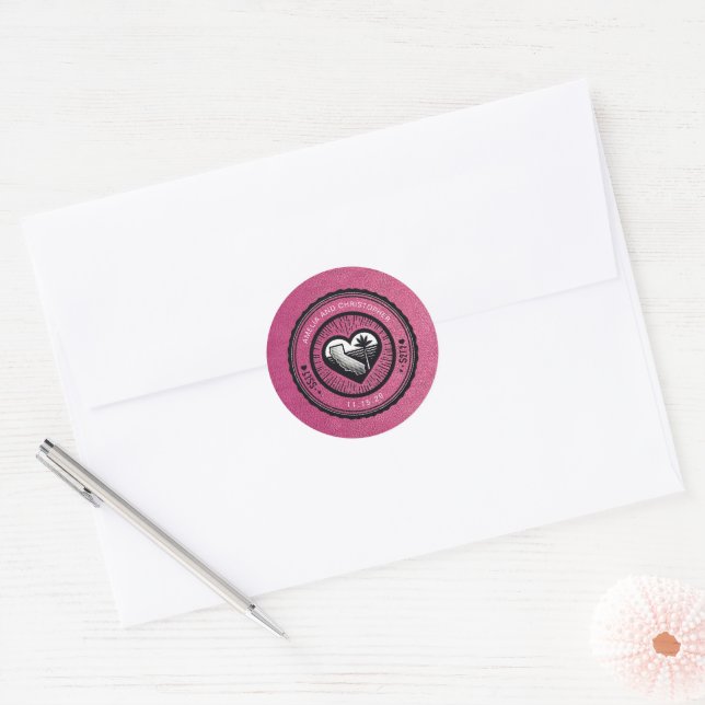 Magenta California Passport Runder Aufkleber (Umschlag)
