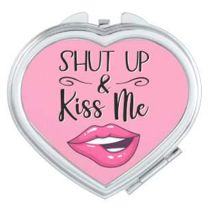 Magenta Cartoon Lippen Halt die Klappe und küss mi Taschenspiegel