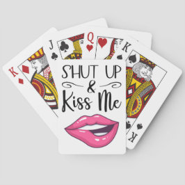 Magenta Cartoon lips Shut up & küssen mich weiß Spielkarten