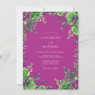 Magenta Chartreuse Blattwerk Eukalyptus Hochzeit Einladung