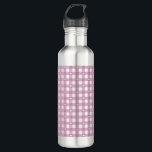 Magenta Checks Edelstahlflasche<br><div class="desc">Classic gingham, checkered pattern with tiny hearts sprinkled in!</div>