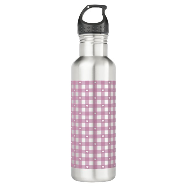 Magenta Checks Edelstahlflasche (Vorderseite)
