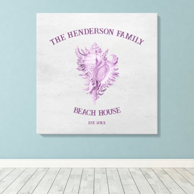 Magenta Conch Muschel Canvas Print Leinwanddruck (Insitu (Holzboden))