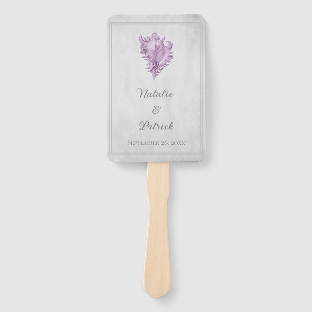 Magenta Conch Muschel Wedding Hand Fans Fächer (Vorderseite)