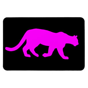 Magenta Cougar Puma Mountain Lion Silhouette Magnet
