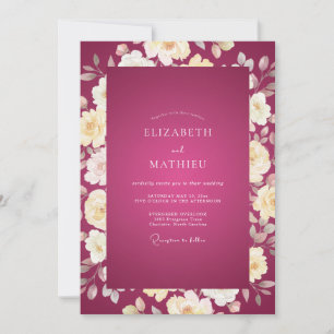 Magenta Cream Rose Hochzeit Einladung