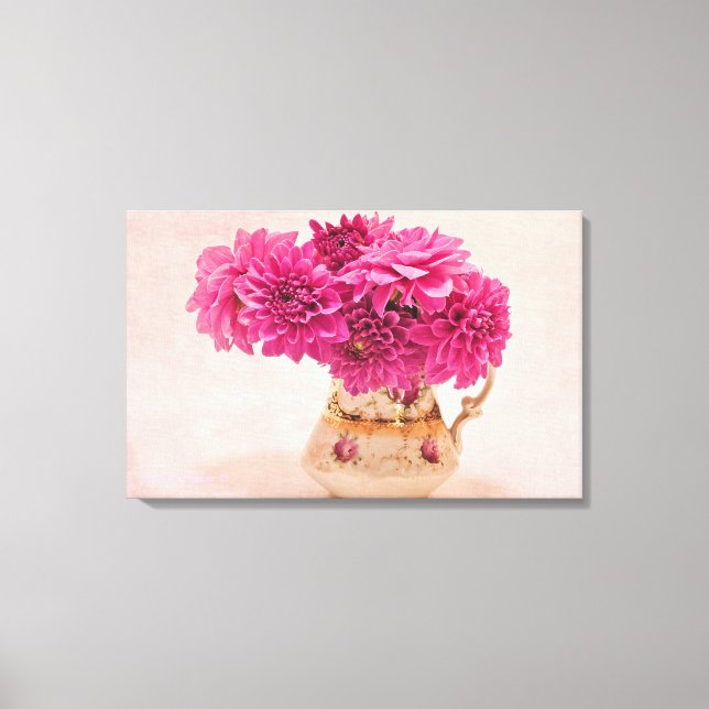 Magenta Dahlias Leinwanddruck (Vorderseite)