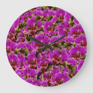 Magenta Dancing Orchids, Wall Clock Große Wanduhr