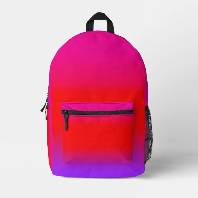 Magenta Deep Pink Red Lila Ombre Chic Bedruckter Rucksack (Vorderseite)