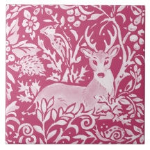 Magenta Deer Igel Bird Nature Woodland Floral