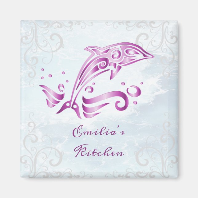 Magenta Dolphin Personalisiert Magnet (Vorne)