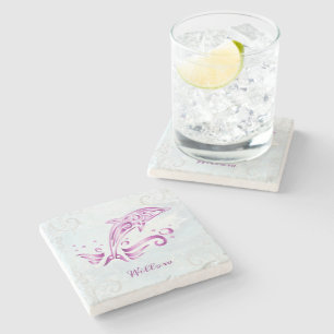 Magenta Dolphin Personalisiert Stone Untersetzer