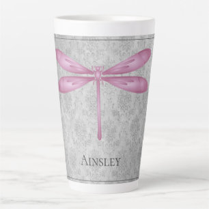 Magenta Dragonfly Damask Milchtasse
