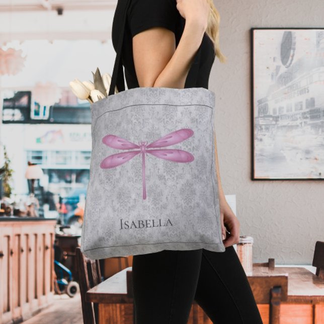 Magenta Dragonfly Damask Tasche (Magenta Dragonfly Damask Tote Bag)
