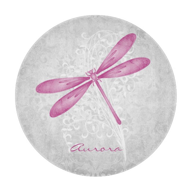 Magenta Dragonfly Personalisiert Cutting Board Schneidebrett (Vorderseite)