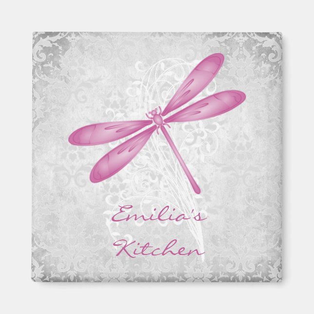 Magenta Dragonfly Personalisiert Magnet (Vorne)