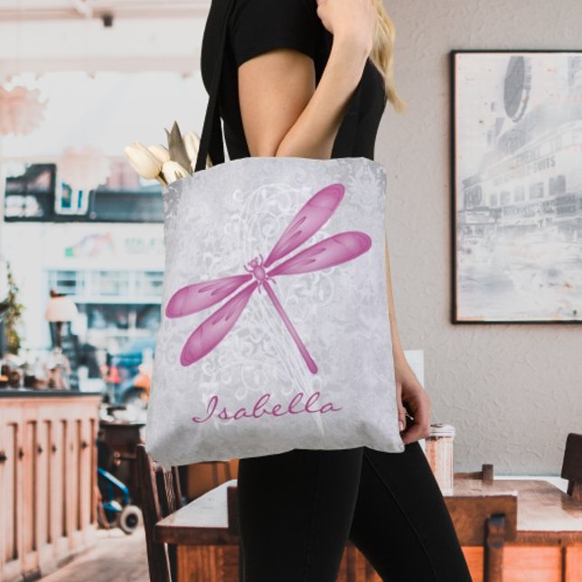 Magenta Dragonfly Personalisiert Tote Bag Tasche (Magenta Dragonfly Personalized Tote Bag)