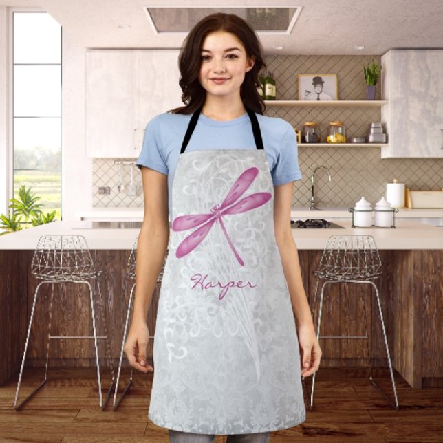 Magenta Dragonfly Personnalisé tablier (Magenta Dragonfly Personalized Apron)