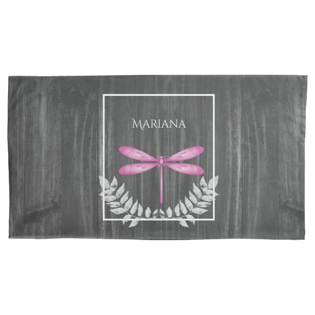 Magenta Dragonfly Pillow Case Kissenbezug (Vorderseite-Links)