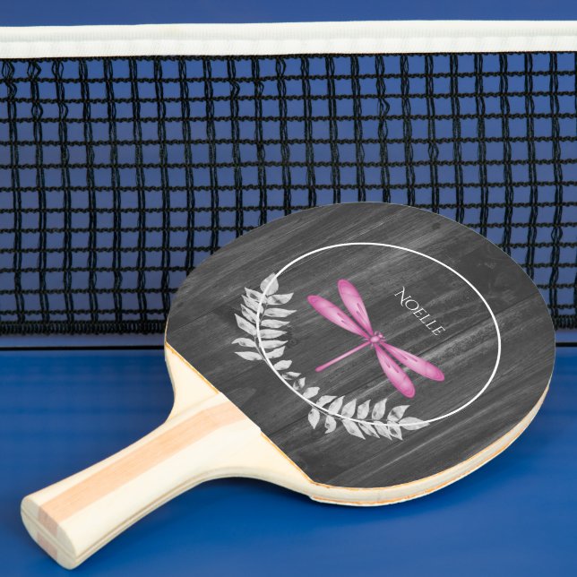 Magenta Dragonfly Rustic Ping Pong Paddle Tischtennis Schläger (InSitu)